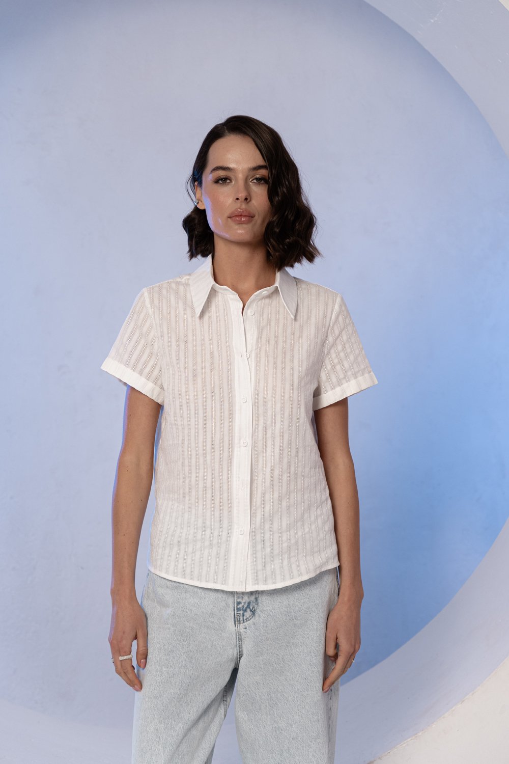 Milk cotton loose-fitting blouse