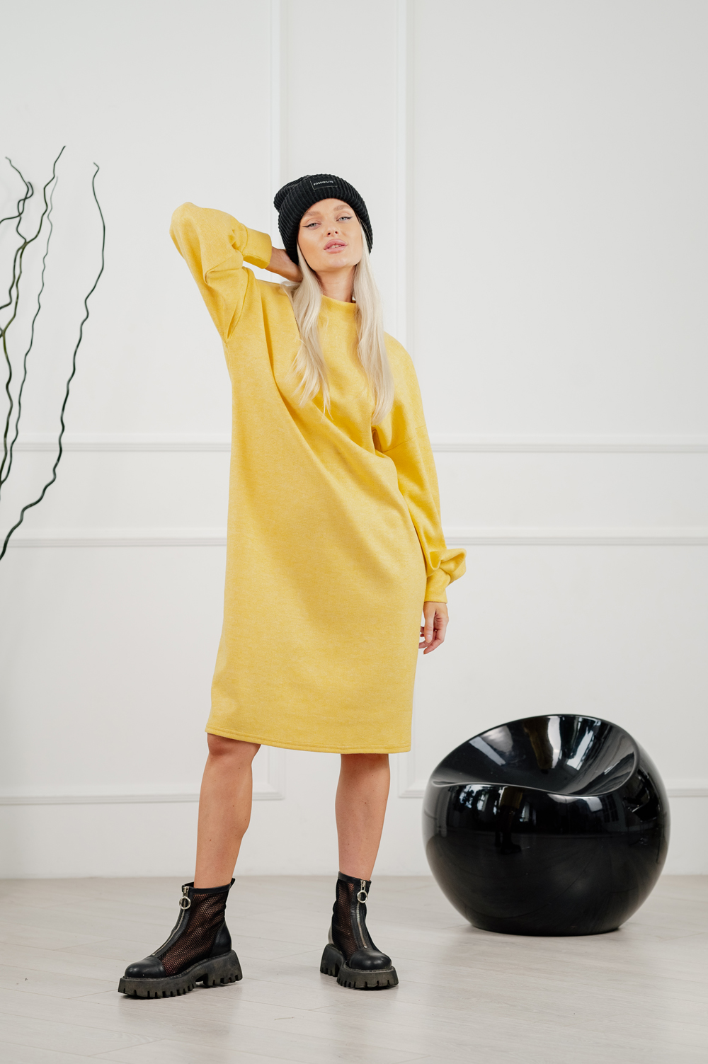 Warm straight angora dress