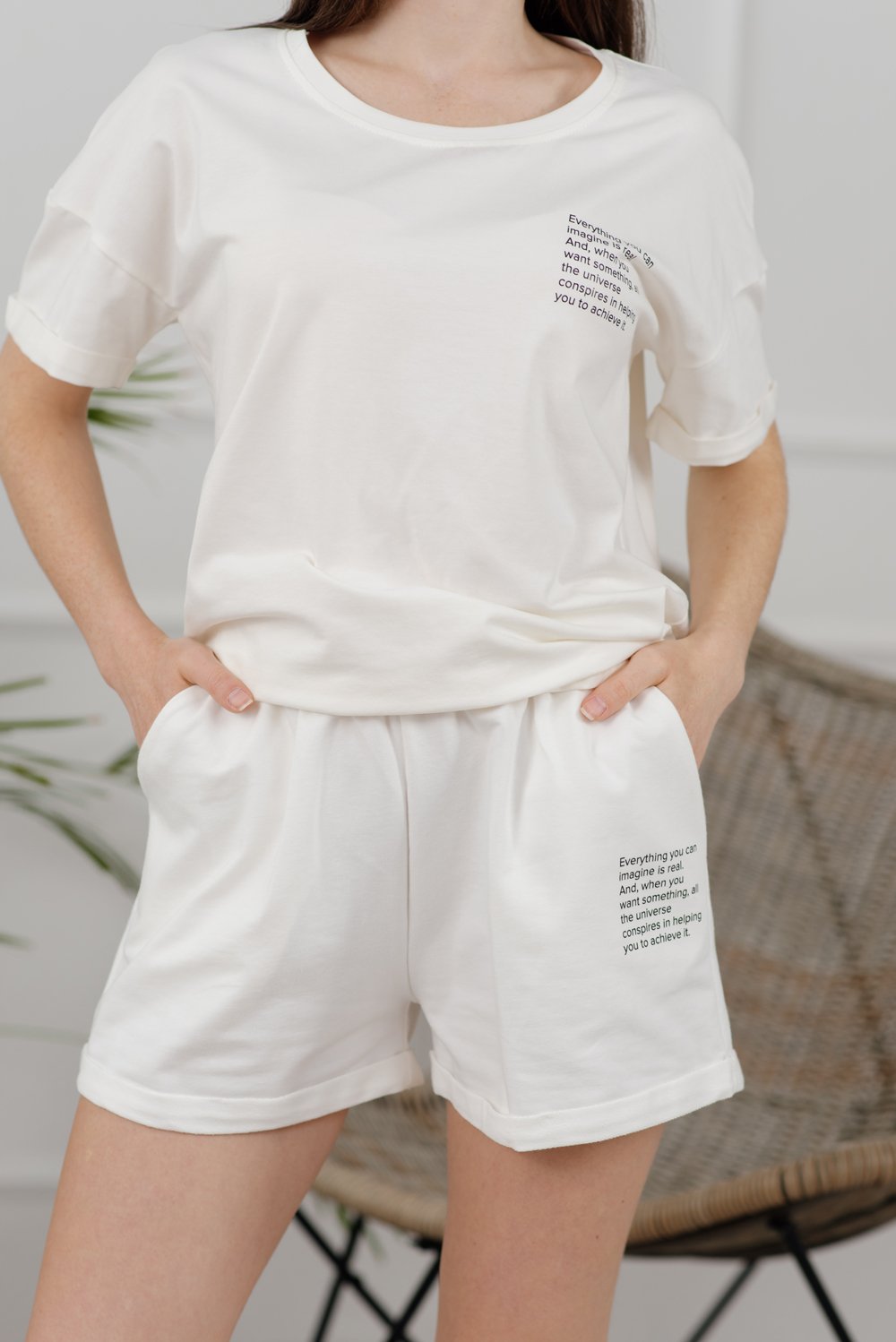 Хлопковый костюм футболка с шортами