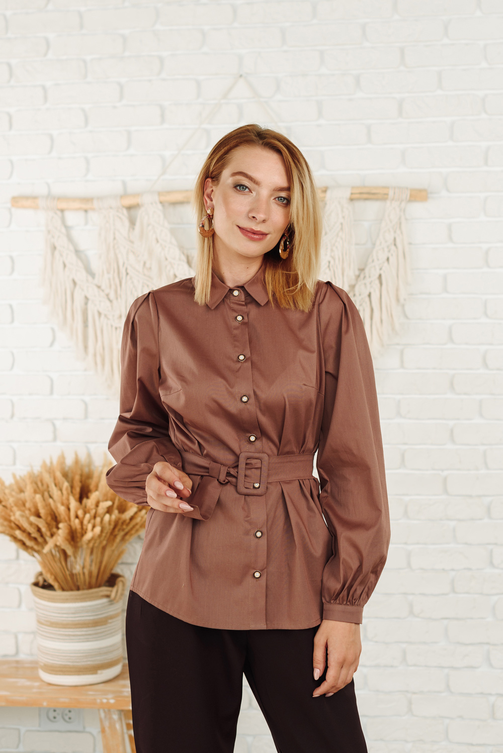 Mocha shirt with belt