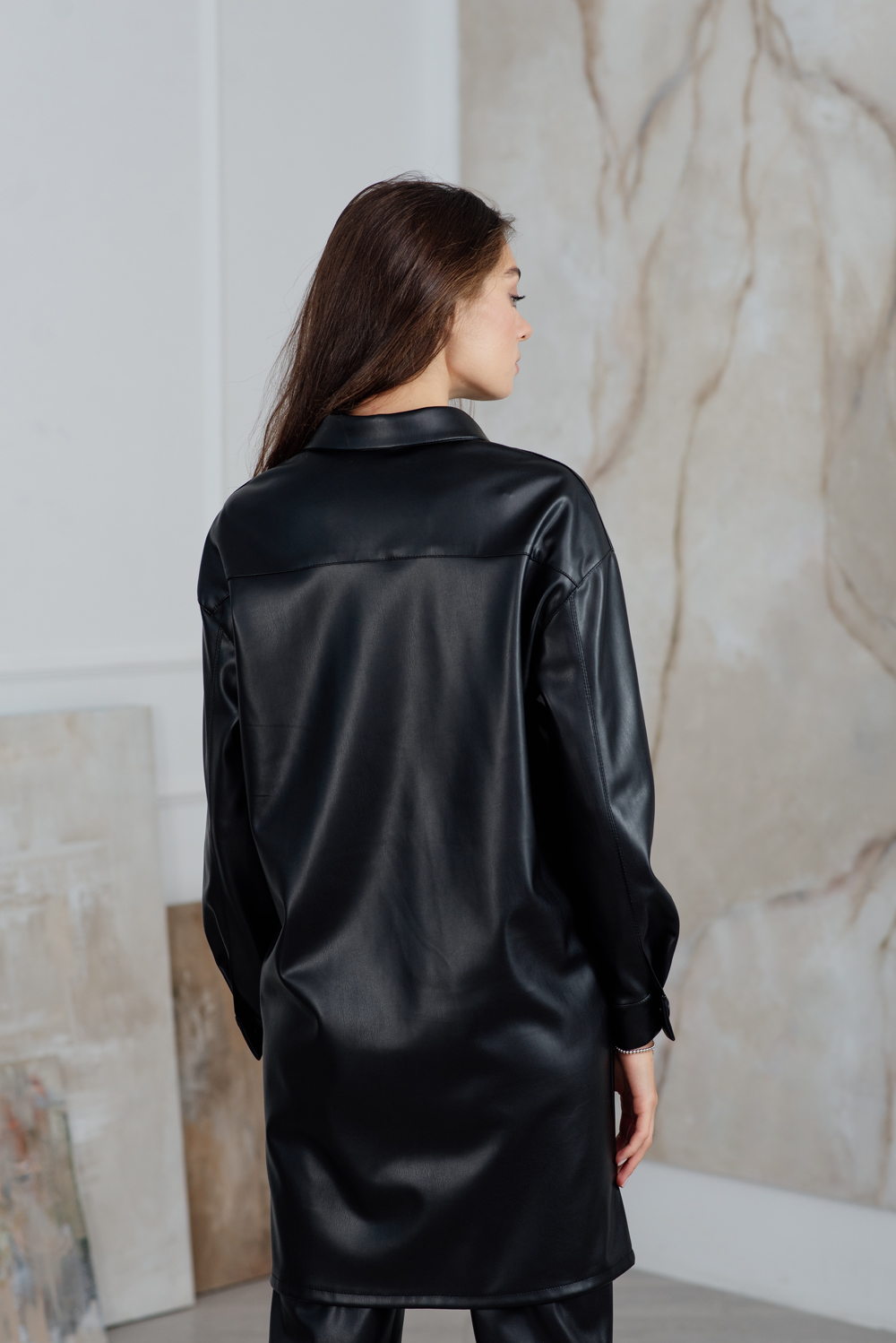 Eco leather black shirt