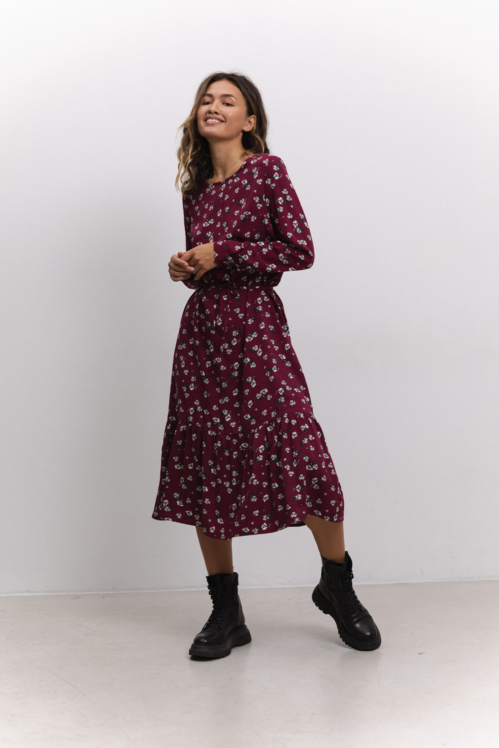 Midi dress in Marsala color