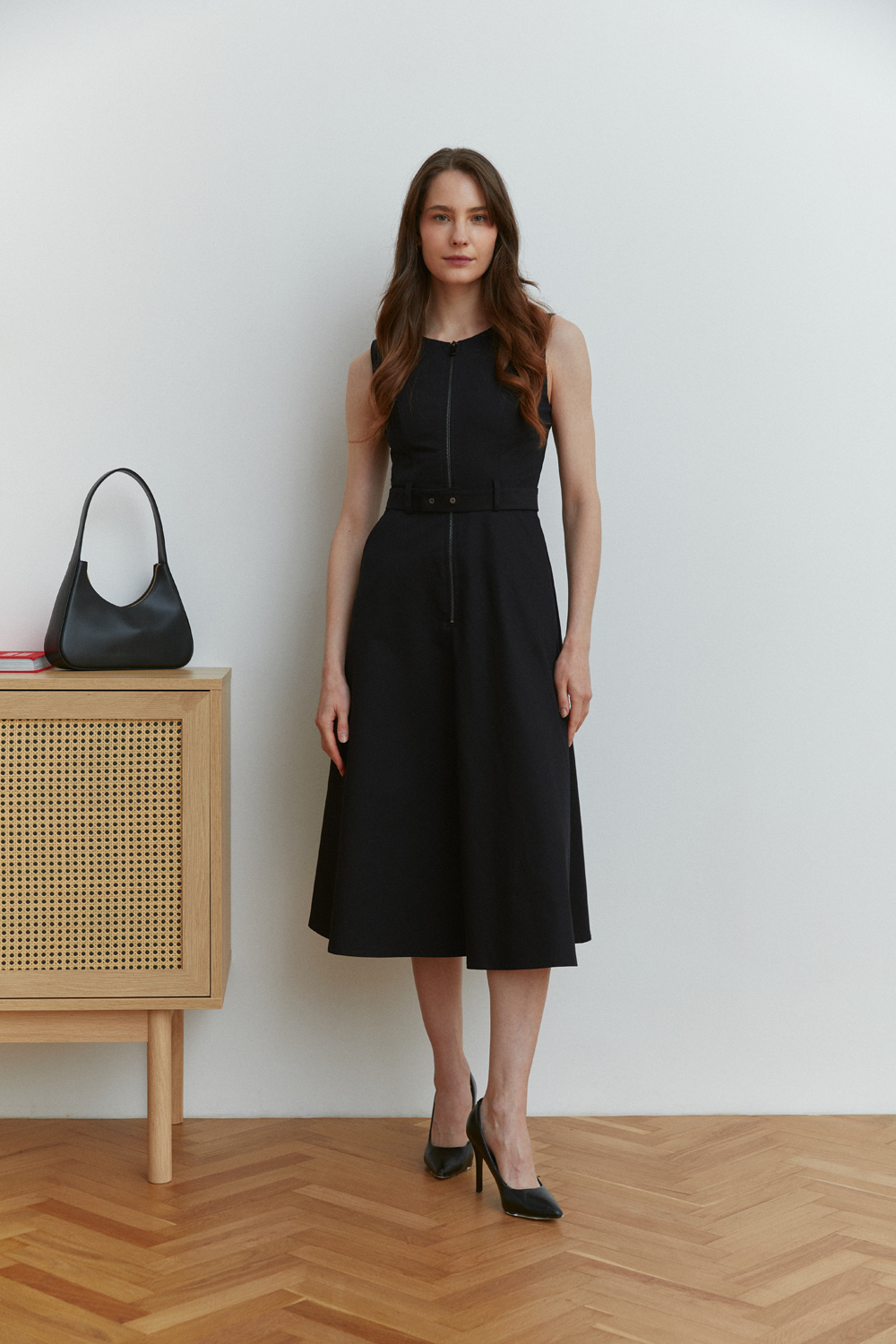 Black cotton sleeveless dress