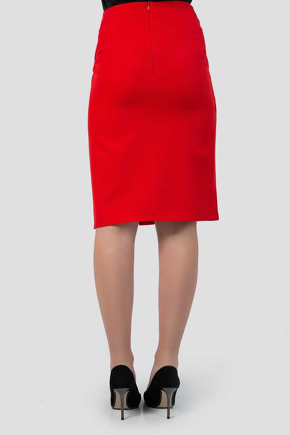Красная юбка на запах с карманом