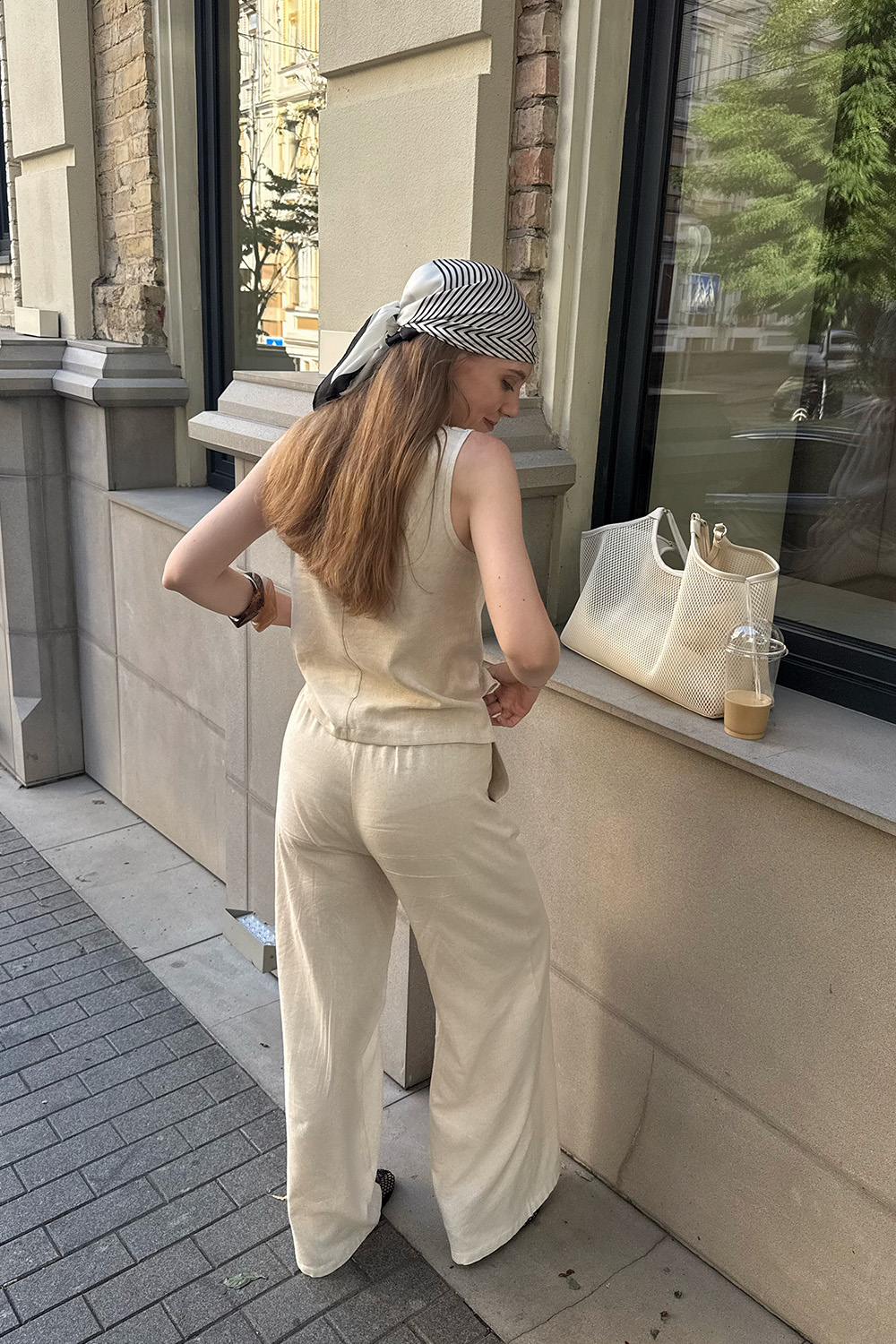 Льняные штаны на резинке