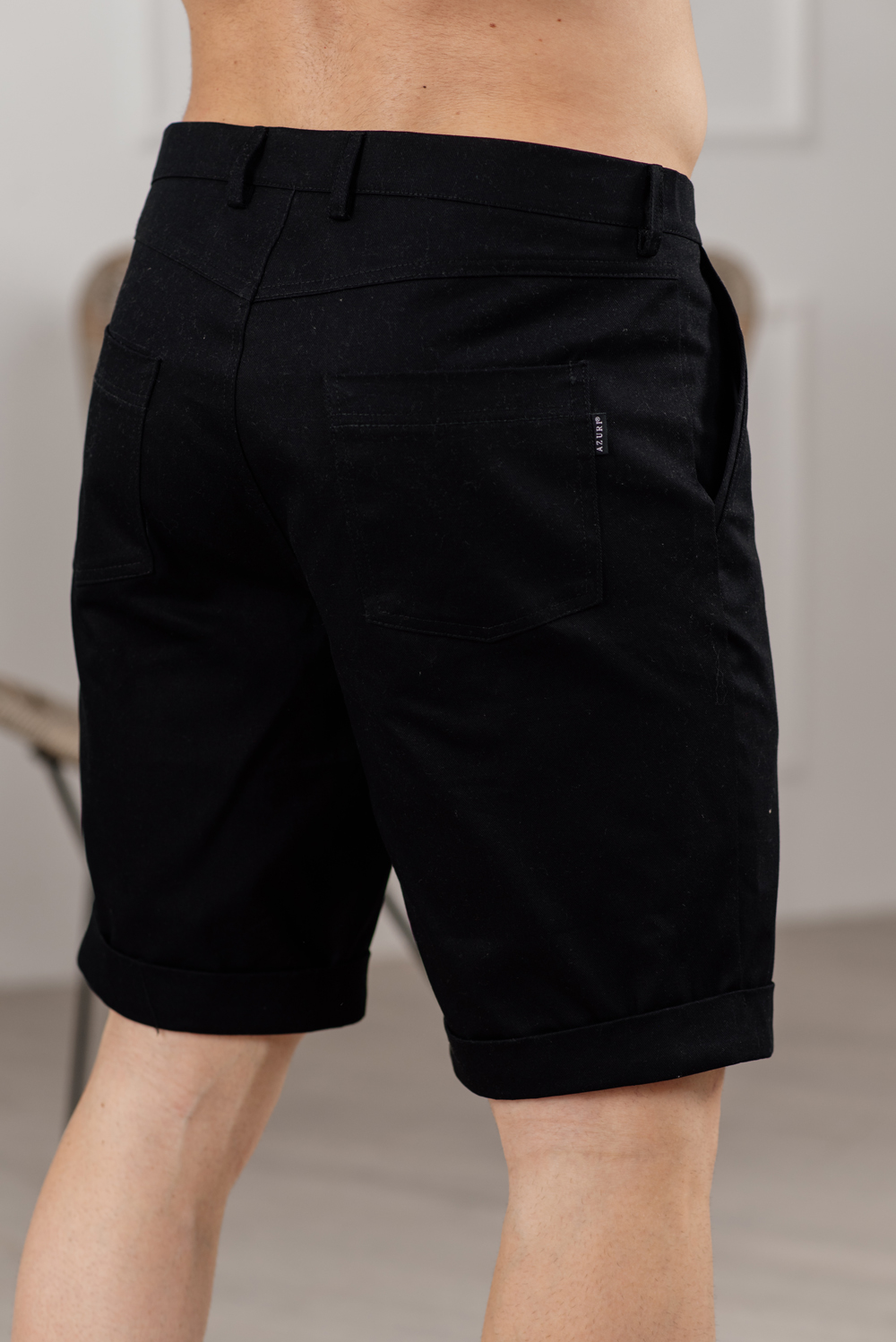 Black cotton shorts with pockets
