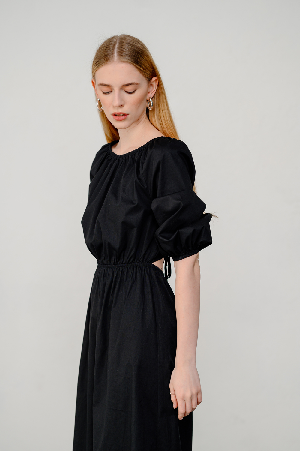 Black Loose Midi Dress