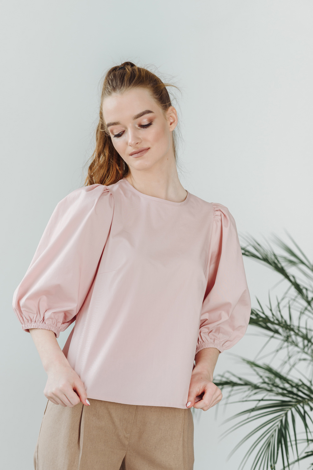 Puff Sleeve Cotton Blouse