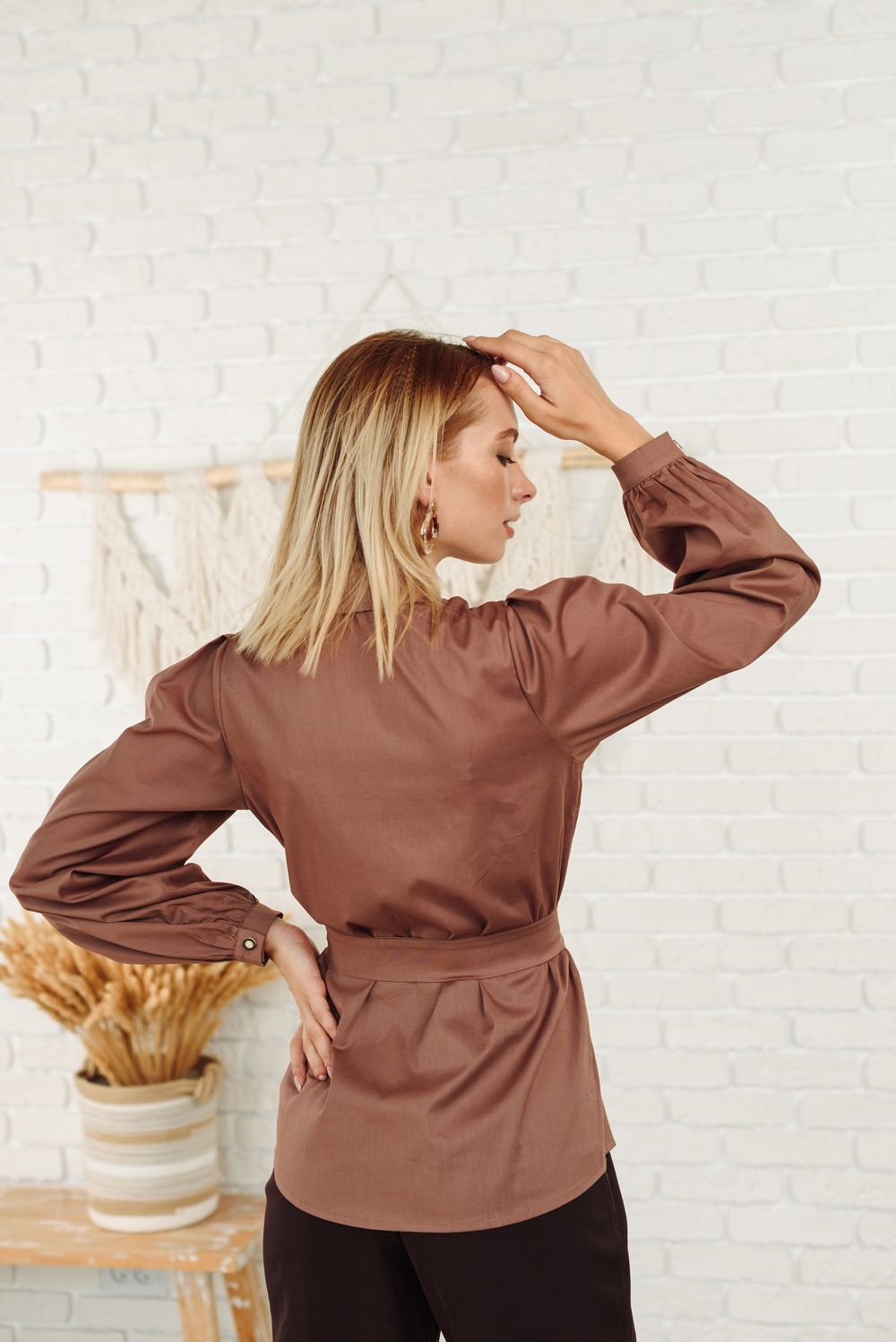 Mocha shirt with belt