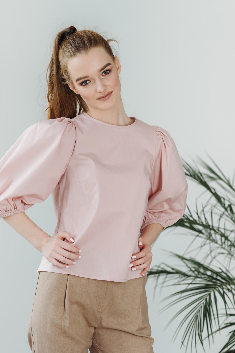 Puff Sleeve Cotton Blouse