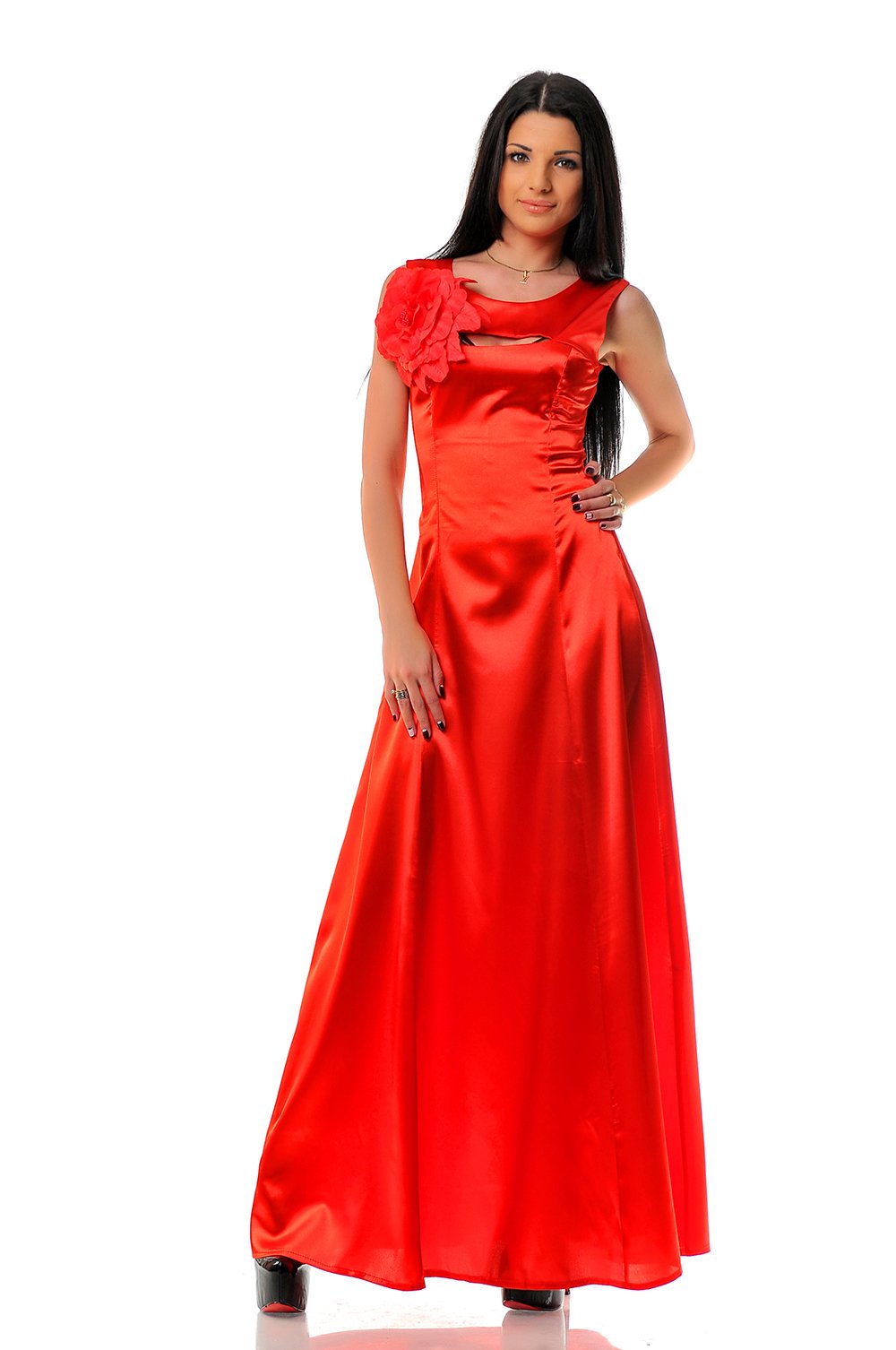 Long red dress