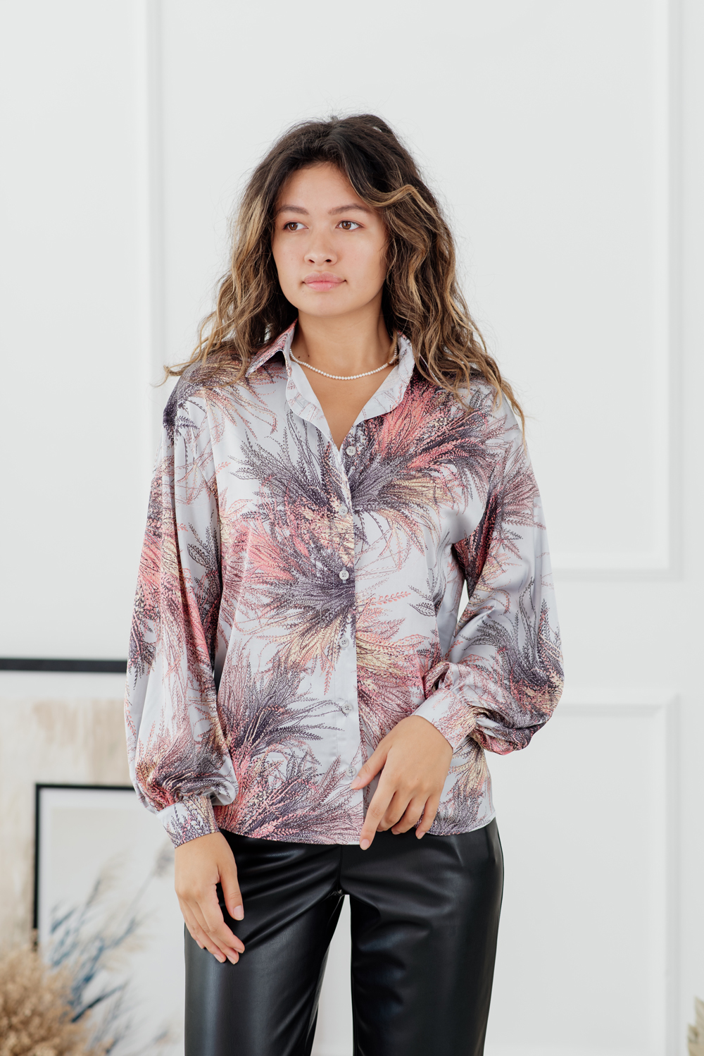 Silk blouse with floral print