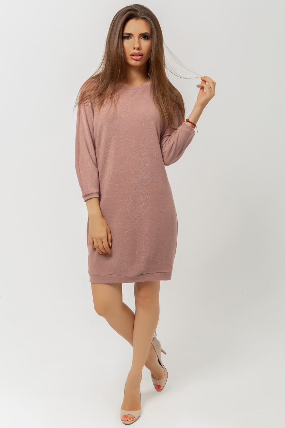 Knitted dress in cappuccino colour