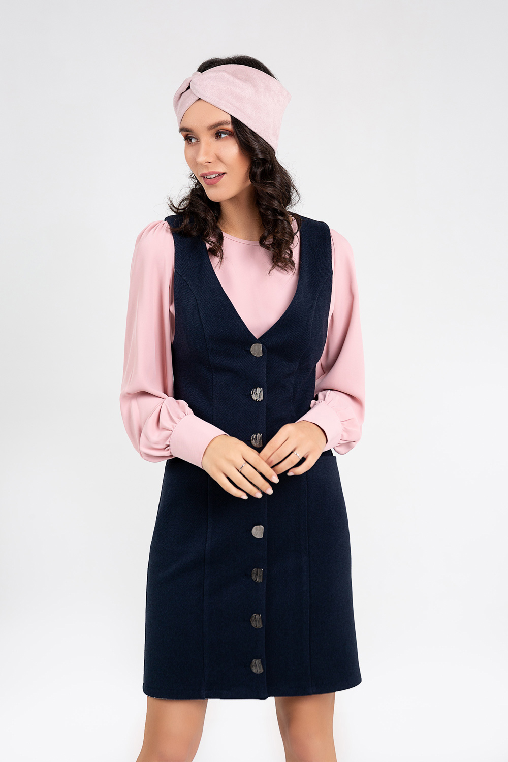 Winter sundress with buttons and pockets