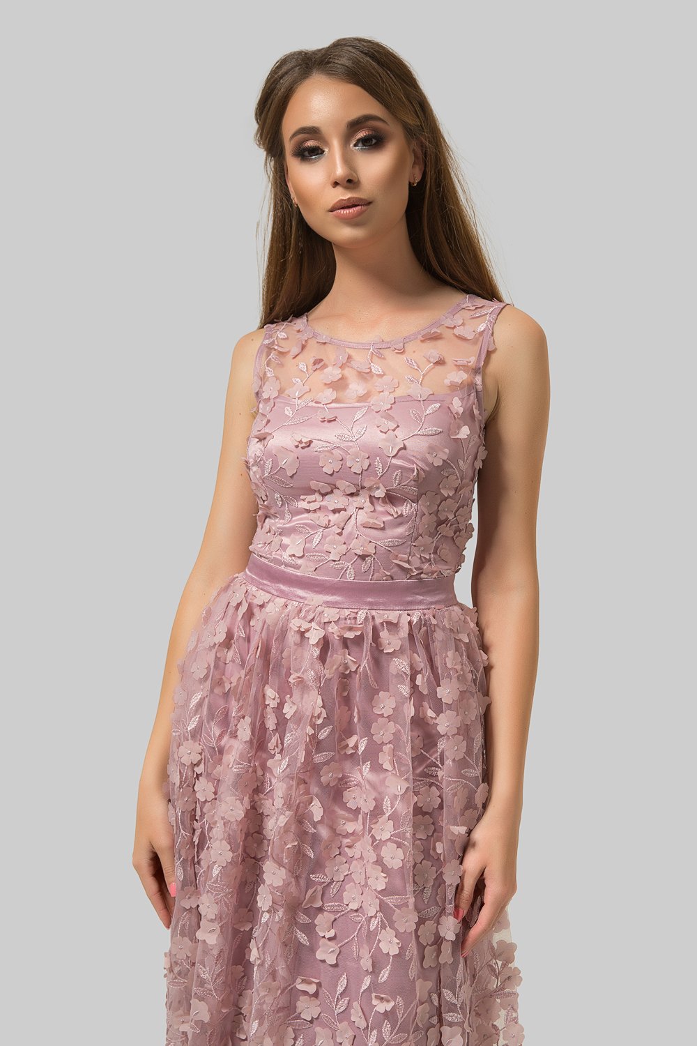 Вечернее платье в пол врозовом цвете