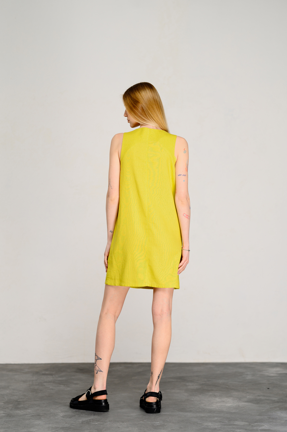 Yellow linen dress