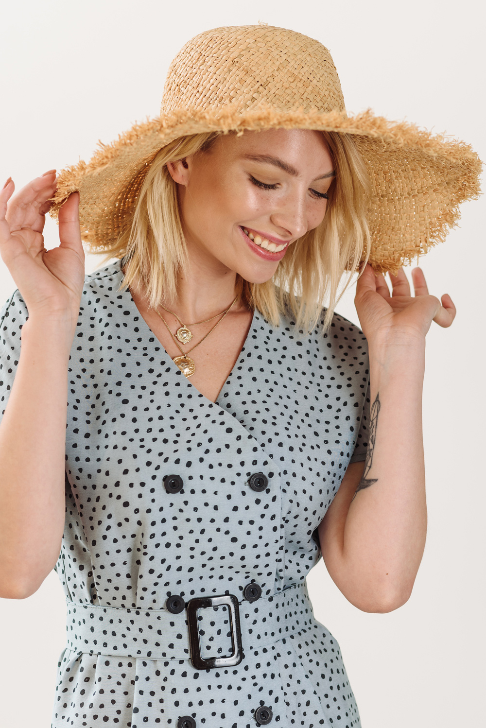 Short Polka Dot Button-down Dress