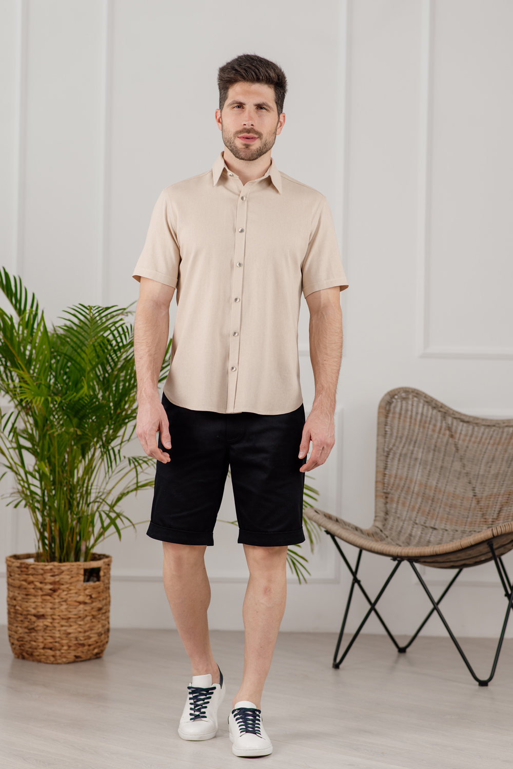 Beige linen summer shirt
