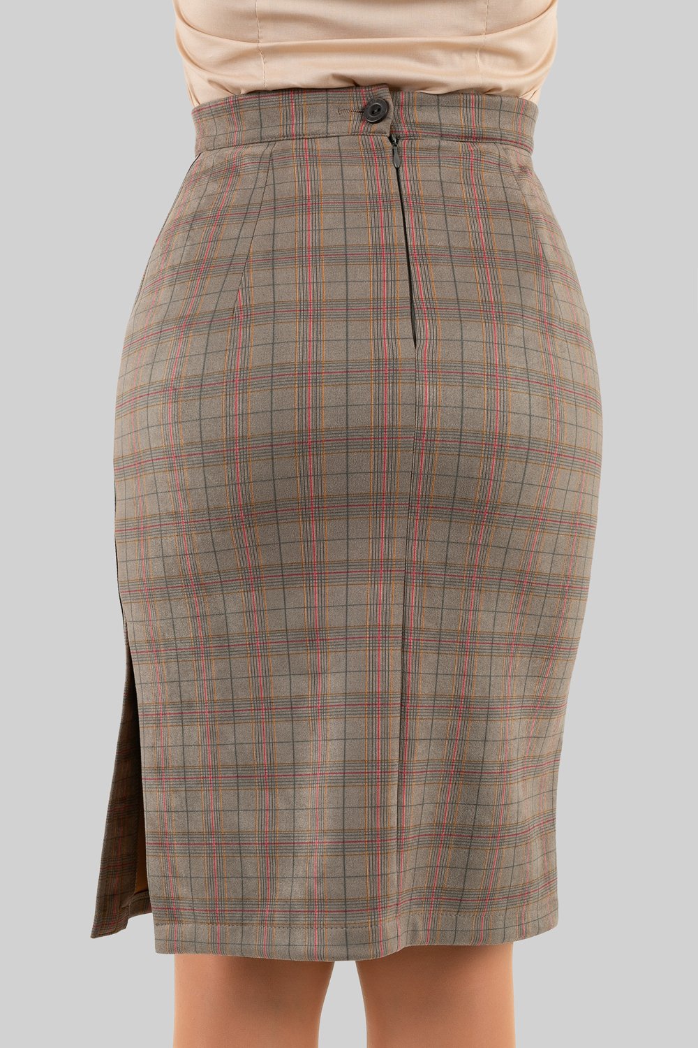Pencil skirt in plaid in grey