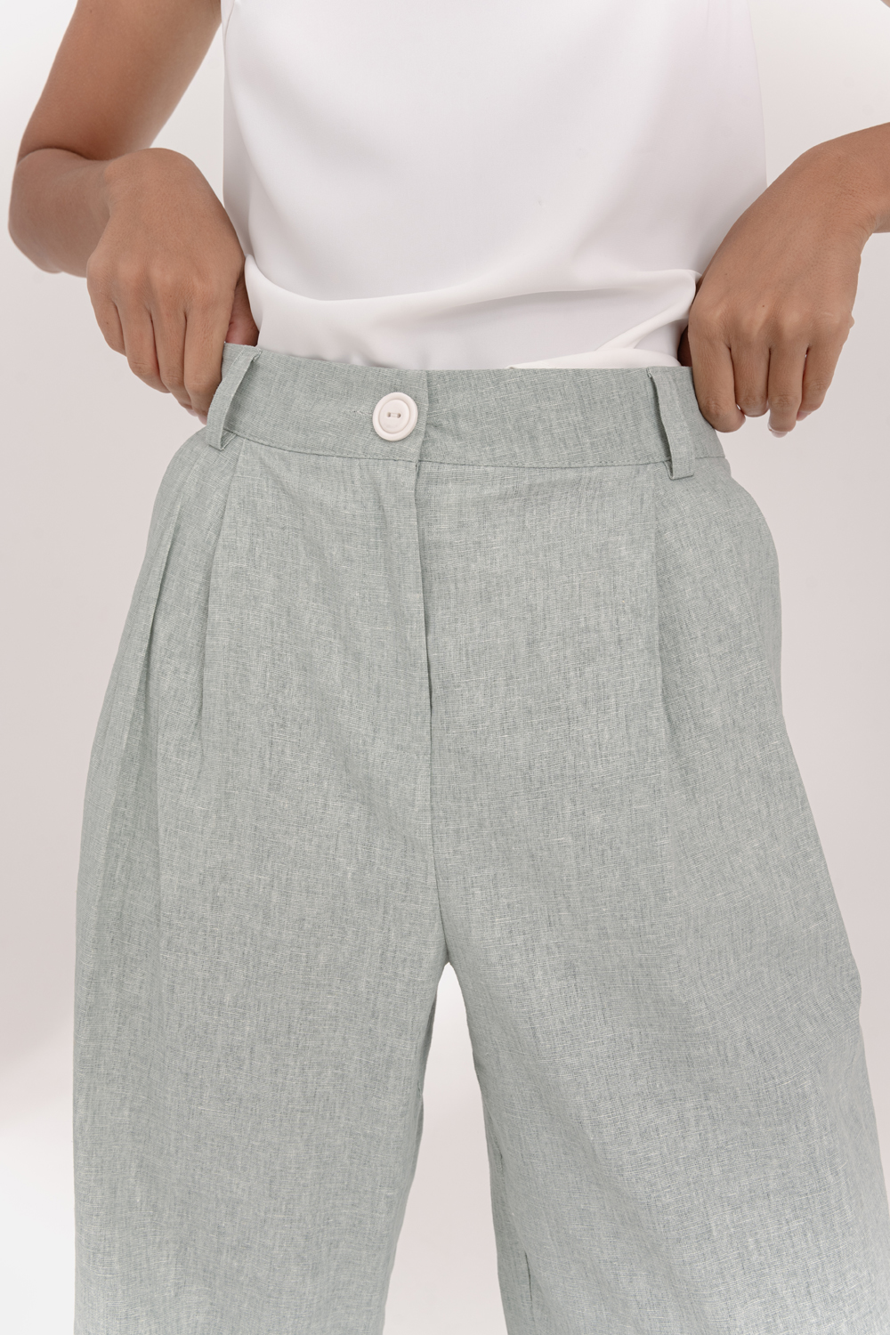 Mint Wide Leg Linen Pants