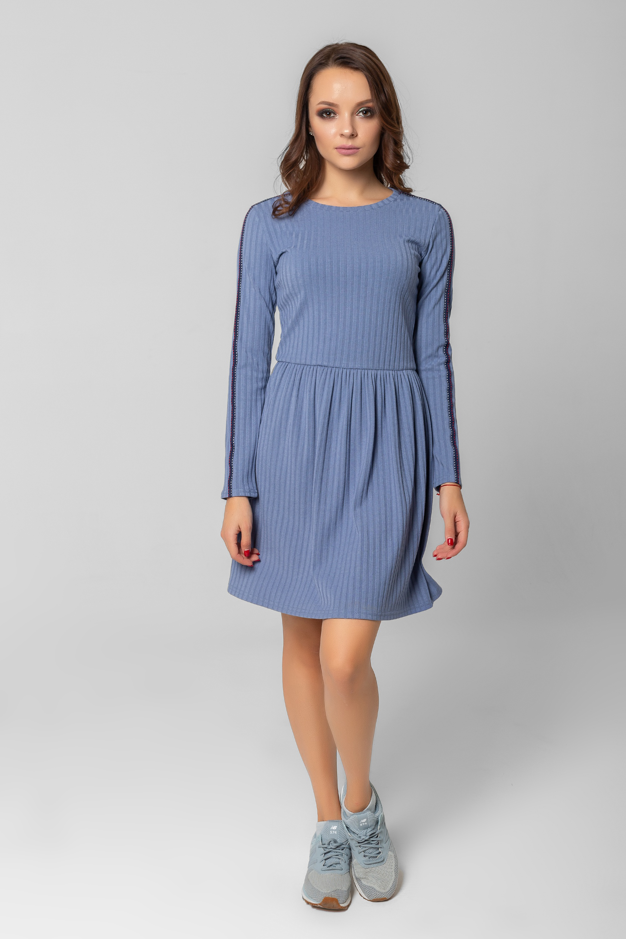 Knitted dress in denim colour