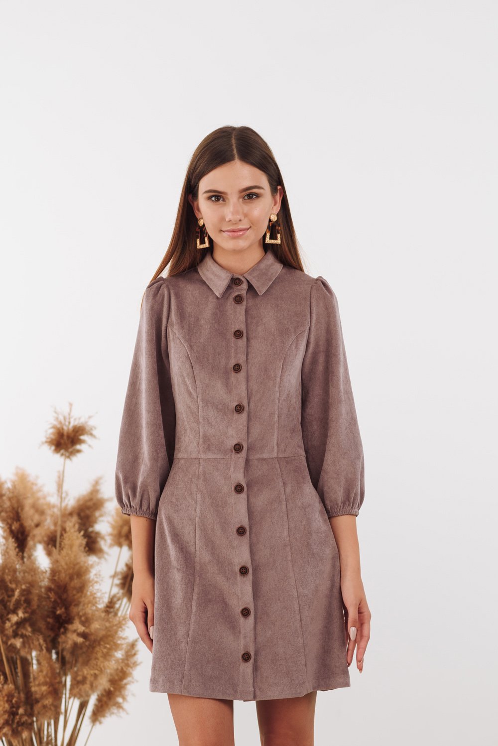 Corduroy dress with buttons