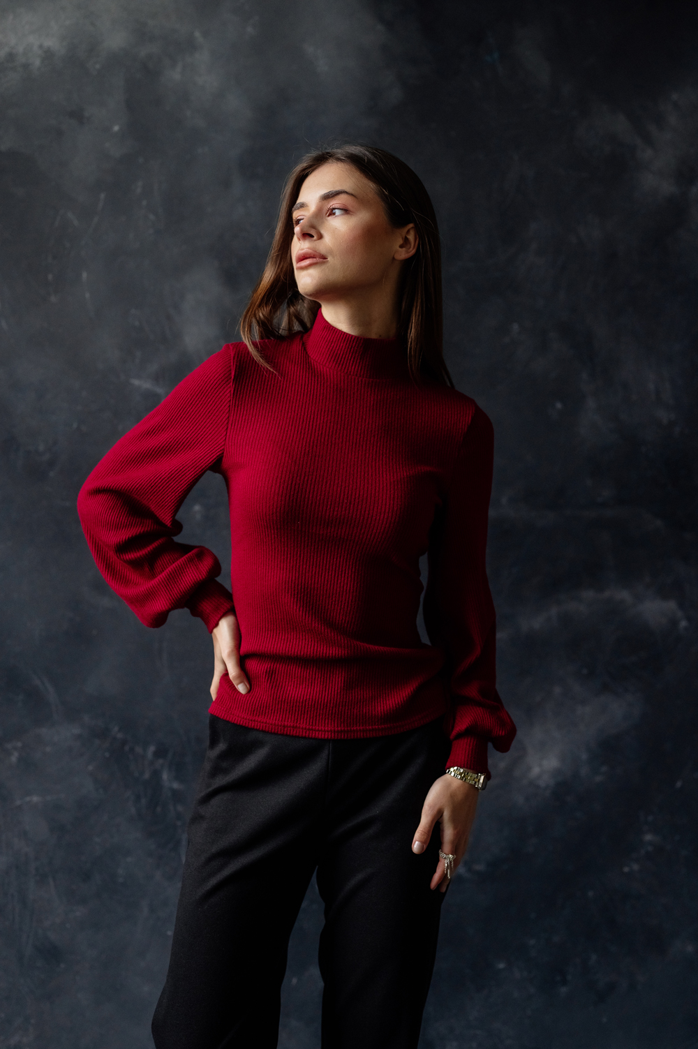 Burgundy knit golf
