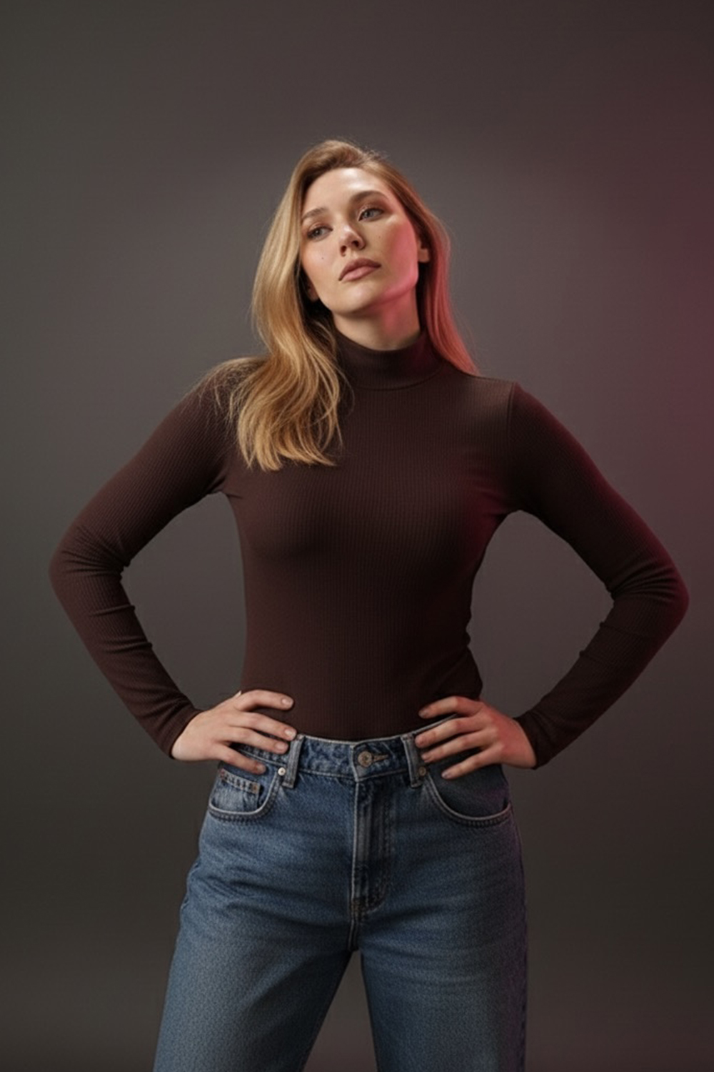 Insulated bodysuit with a high collar in the color