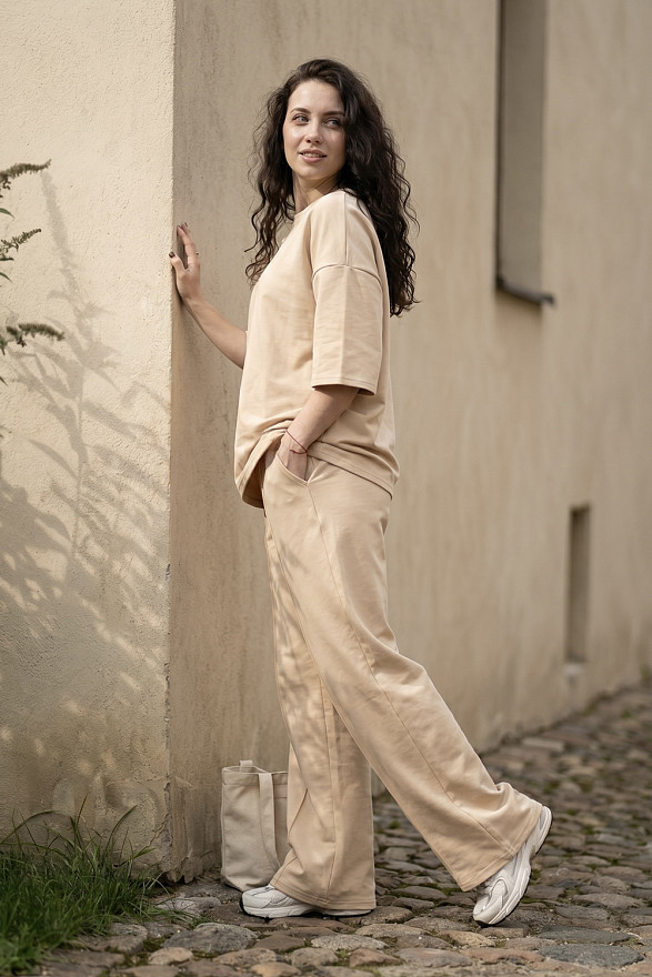 Beige cotton suit