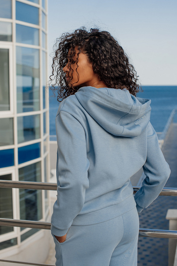 Сіро-блакитний світшот з блискавкою