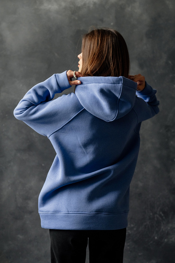 Blue oversized fleece sweatshirt
