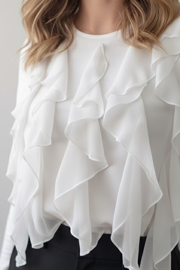 Milky long sleeve with ruffles