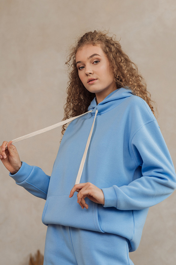 Блакитний світшот з капюшоном