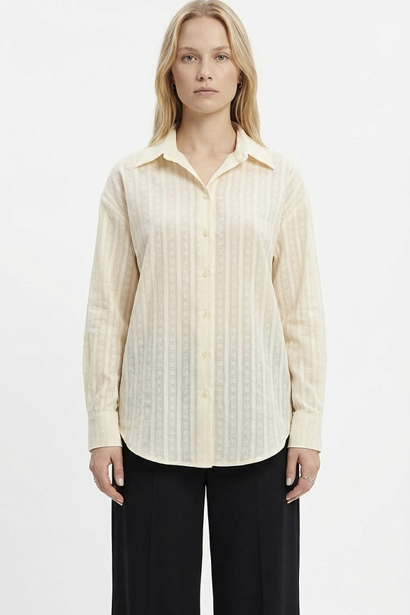 Подовжена сорочка, ніжний ванільний колір