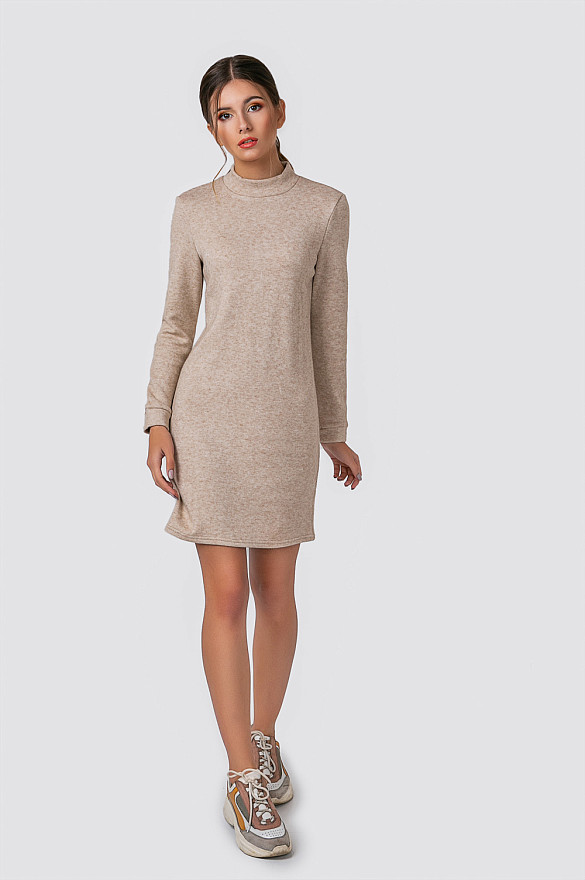 Beige mini dress with angora