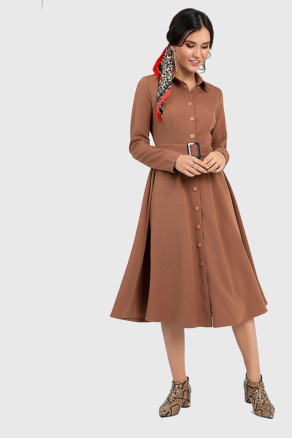 Платье-рубашка цвета мокко