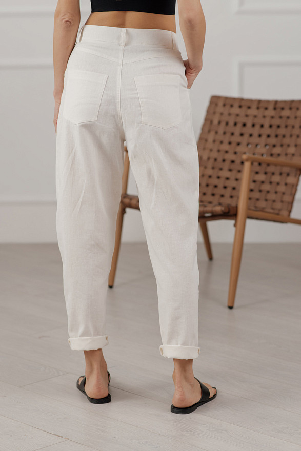 Молочні лляні штани банани