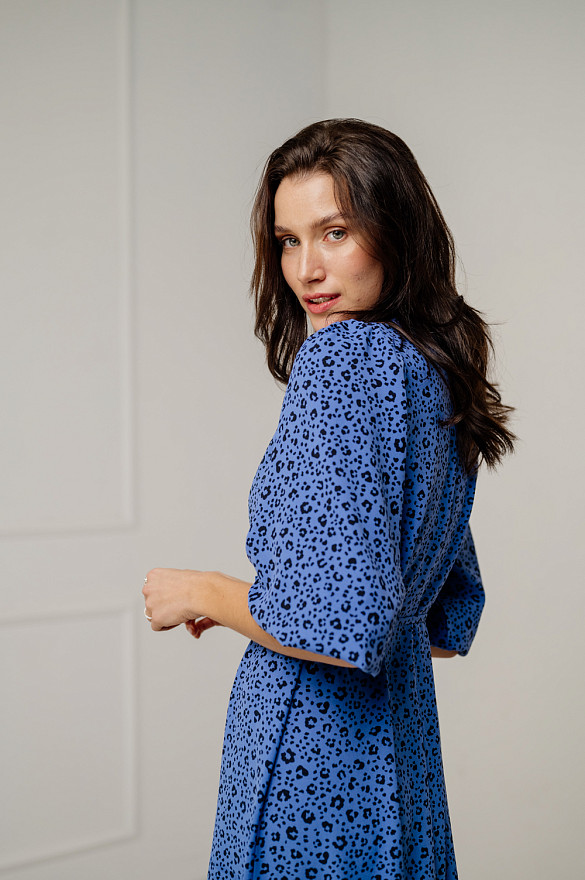 Straight fit maxi dress in denim color