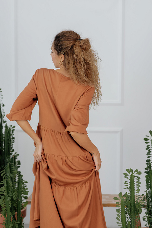 A midi dress with ruffles