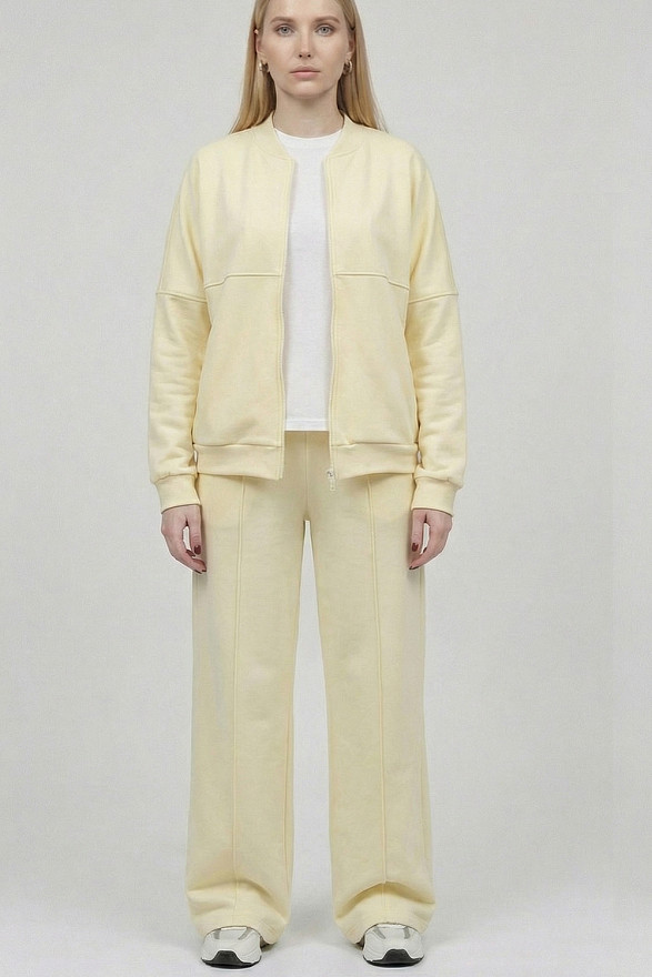 Кремовий прогулянковий костюм - світшот та штани
