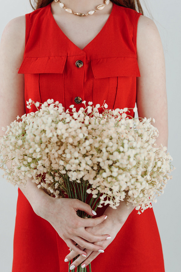 Мини платье из льна на пуговицах