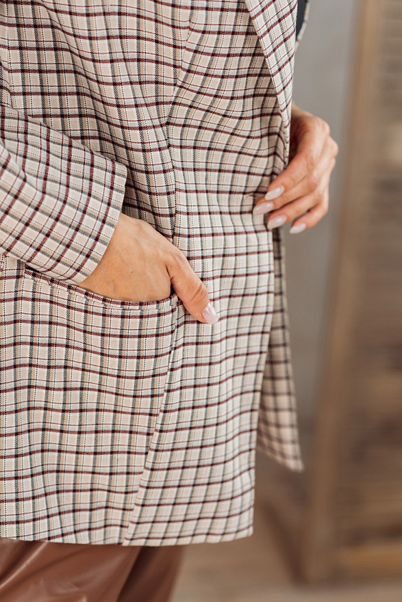 Піджак в клітину кольору віскі