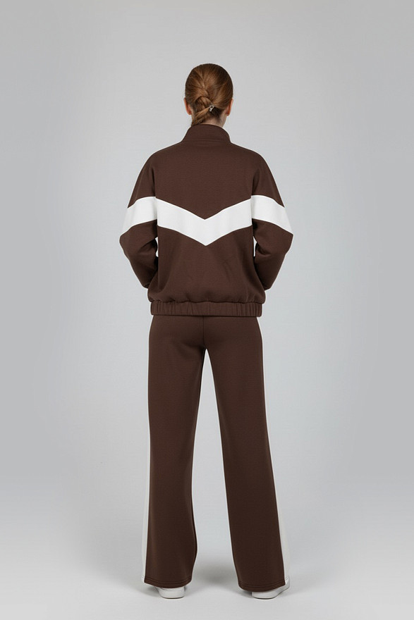 Chocolate walking suit with stripes