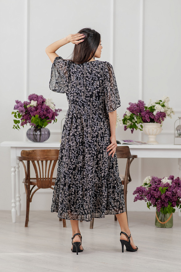 Летюче шифонове максі плаття чорного кольору