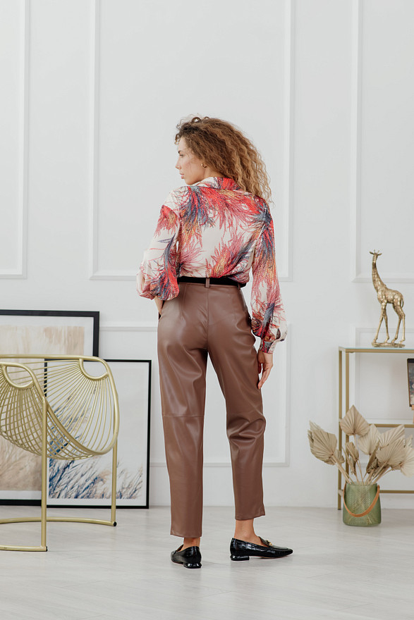 Loose eco leather trousers