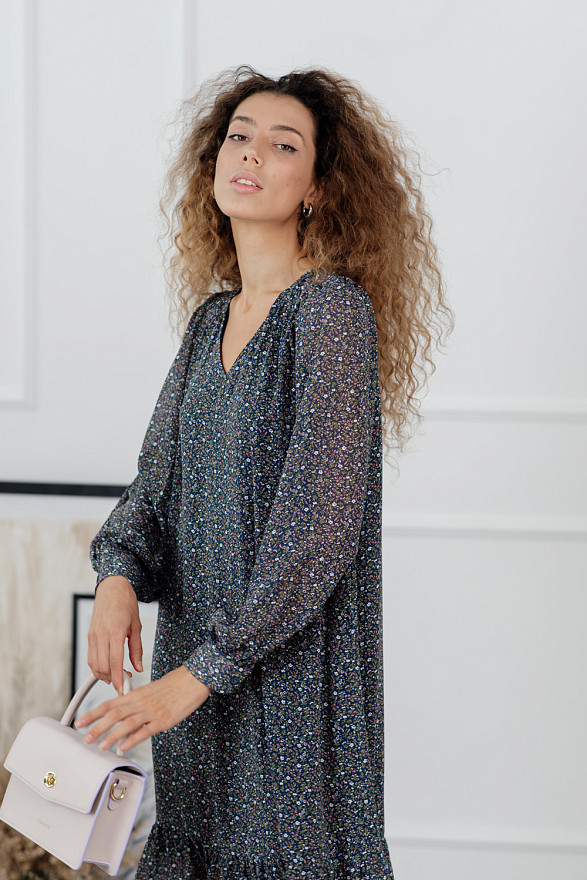 Синя шифонова сукня 