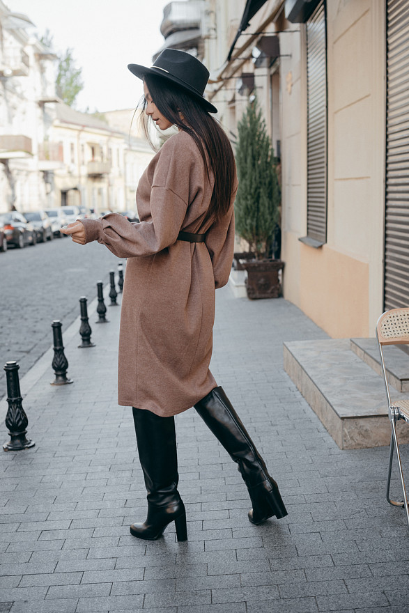 Шоколадное миди платье из ангоры