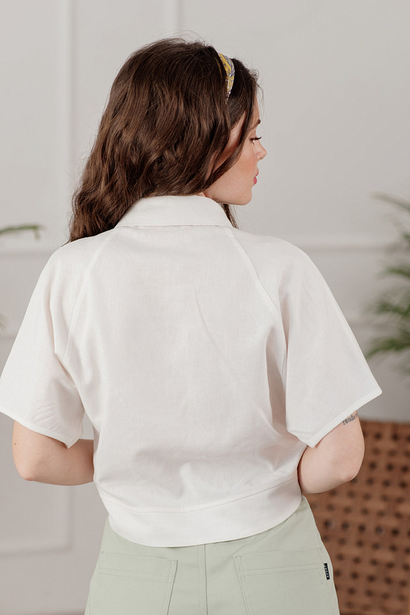 White shirt with ties and buttons