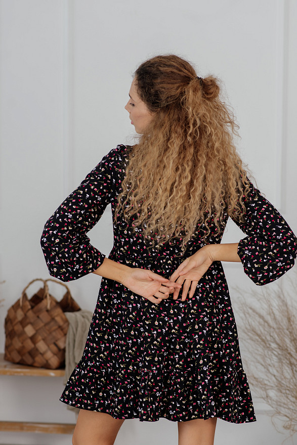 Black cotton mini dress