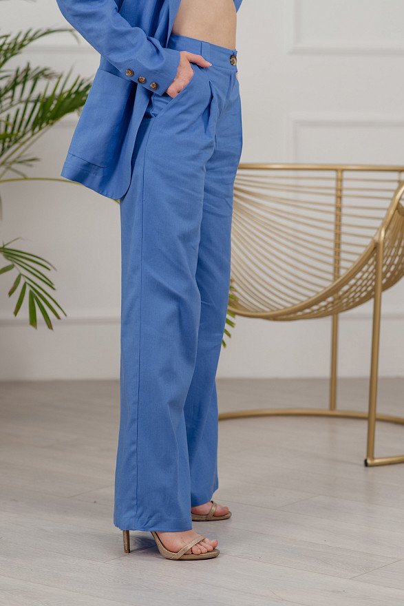 Denim linen palazzo trousers
